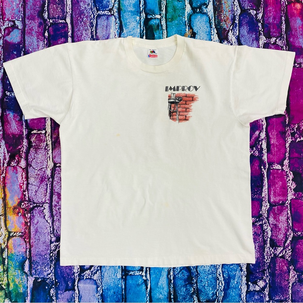 Vintage 90s IMPROV Comedy Showcase White Single Stitch T-shirt Size XL Rare - Picture 3 of 6